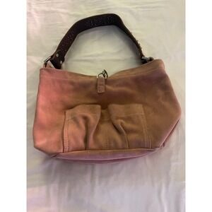 Tylie Malibu Pink Suede Hobo Bag Brown Studded Crystal Leather Strap Women
